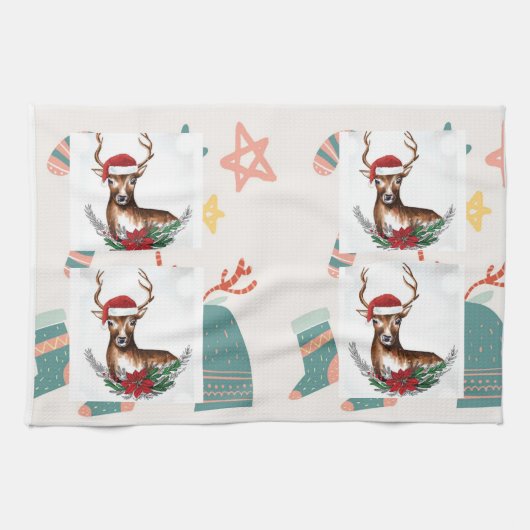 Moeder Luxe Herten Sjabloon Keukenhanddoek (Horizontaal)