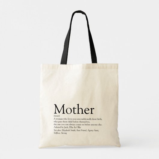 Moeder Ma Definition Quote Black en White Tote Bag (Achterkant)