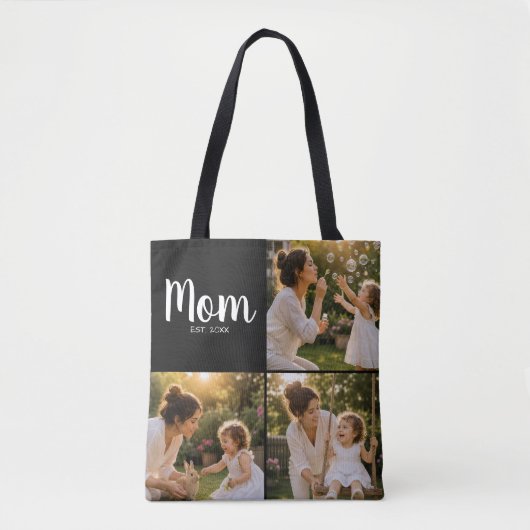 Moeder maakte drie fotoherinneringscollage tote bag (Voorkant)
