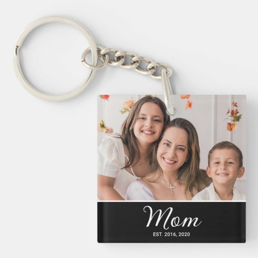 Moeder maakte moderne script fotohanger sleutelhanger (Voorkant)
