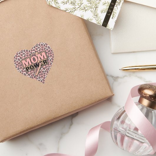 Moeder Macht Roze Luipaard Print Hart Sticker