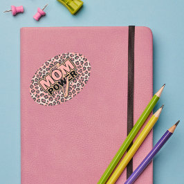 Moeder Macht Roze Luipaard Print Ovale Sticker