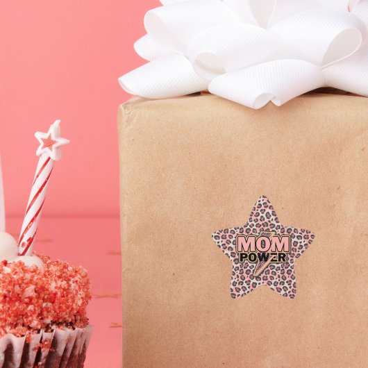 Moeder Macht Roze Luipaard Print Ster Sticker
