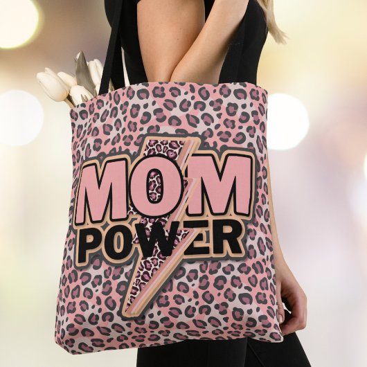 Moeder Macht Roze Luipaard Print Tote Bag