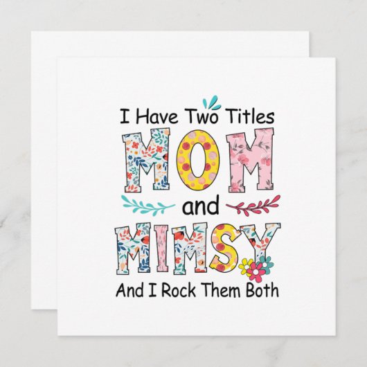 Moeder Mam en Mimsy Floral Birthday Kaart (Voorkant / Achterkant)