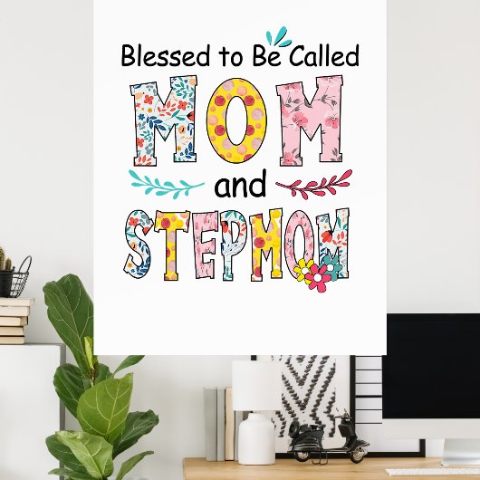 Moeder Mam en Stepmama Birthday Poster (Thuiskantoor)