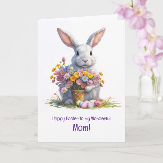 Moeder Mam Happy Pasen met Cute Bunny Kaart (Orchidee)