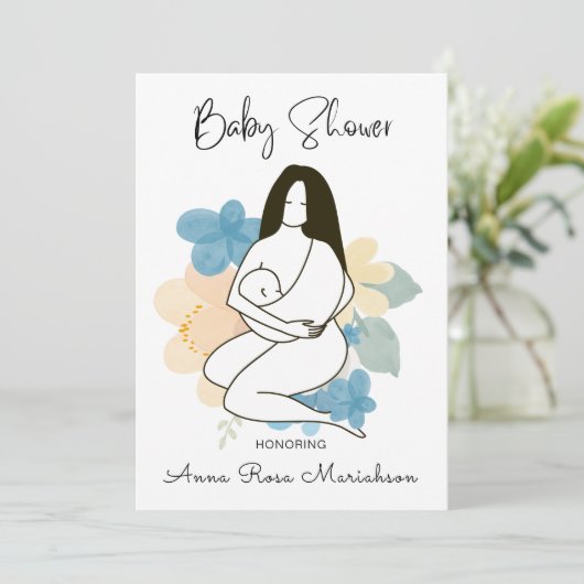 *~* Moeder Mam Holding Baby Floral Baby shower Kaart (Staand voorkant)