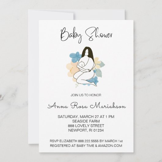 *~* Moeder Mam Holding Baby Floral Baby shower Kaart (Achterkant)