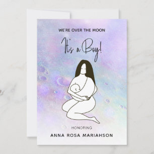 *~* Moeder Mam Holding Baby Moon Crater Shower Boy Kaart