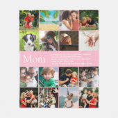 Moeder Mam Mama Definitie 16 Fotocollage Roze Fleece Deken (Voorkant)
