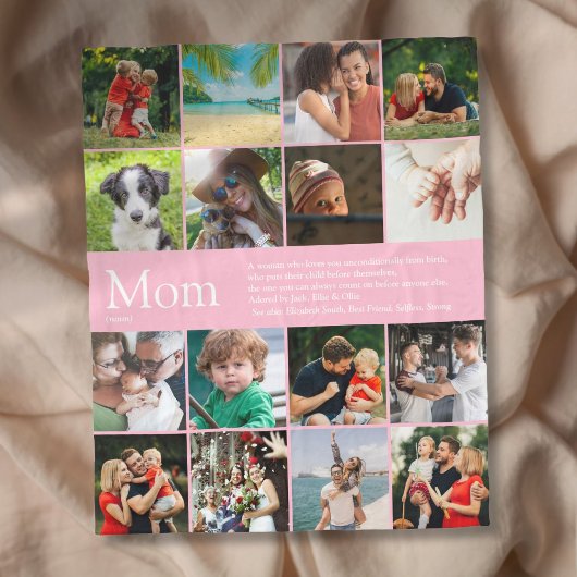 Moeder Mam Mama Definitie 16 Fotocollage Roze Fleece Deken