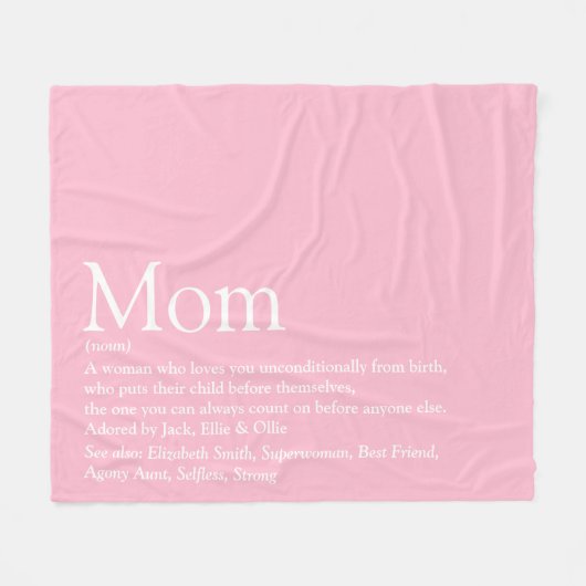 Moeder Mam Moeder Definitie Leuk Roze Fleece Deken (Voorkant (Horizontaal))