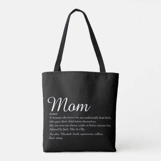Moeder, Mam, Moeder Definitie Script Allerbeste Tote Bag (Achterkant)