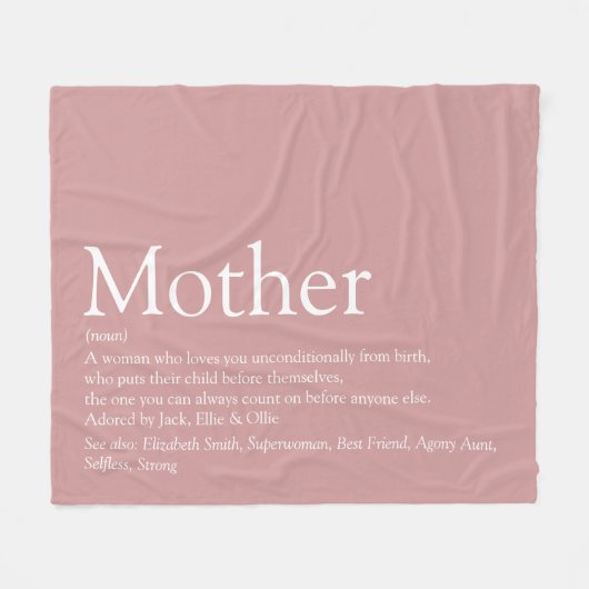 Moeder Mam Moeder Definitie Stof Roze Roze Fleece Deken (Voorkant (Horizontaal))