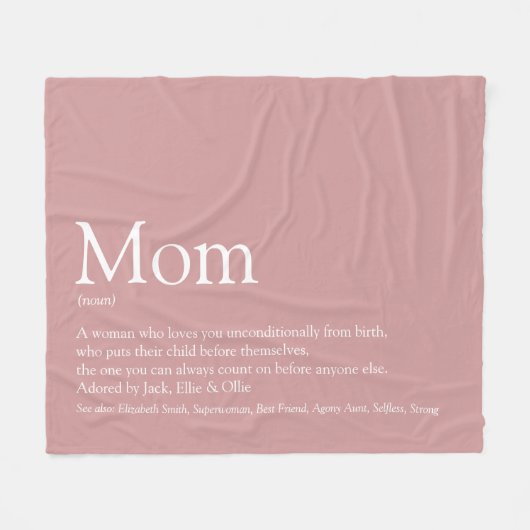 Moeder Mam Moeders Definitie Stof Roze Roos Fleece Deken (Voorkant (Horizontaal))