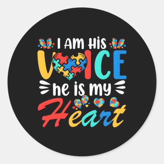 Moeder Mama Autistisch Autisme Awareness Maand Son Ronde Sticker (Voorkant)