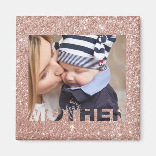Moeder mama Foto Sjabloon Roos Gold Faux Glitter Magneet
