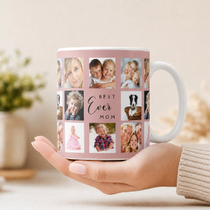 Moeder mama fotocollage stoffig roze roze koffiemok