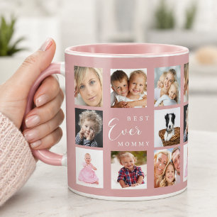 Moeder mama fotocollage stoffig roze roze mok