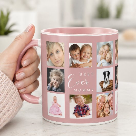 Moeder mama fotocollage stoffig roze roze mok