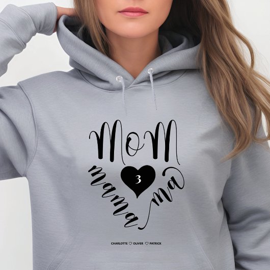 Moeder Mama Ma Hart Kinderen Namen Hoodie