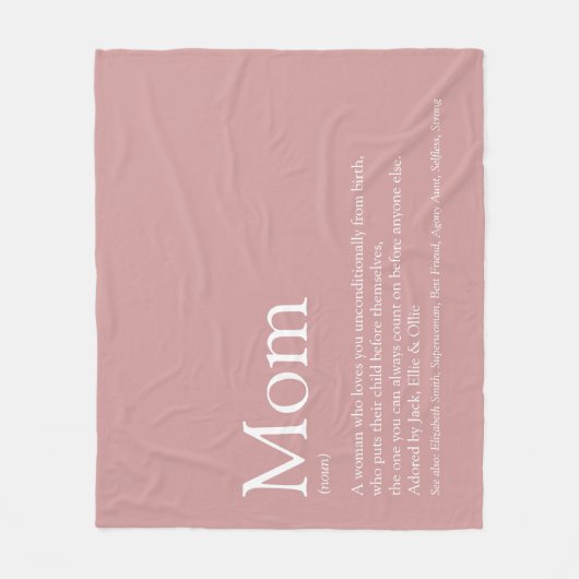 Moeder mama mama Definitie Stusty Roos Roze Fleece Deken (Voorkant)