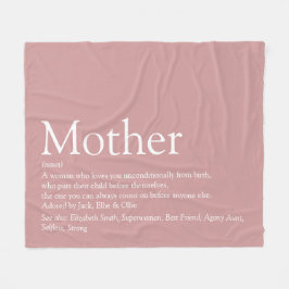 Moeder mama mama Definitie Stusty Roos Roze Fleece Deken