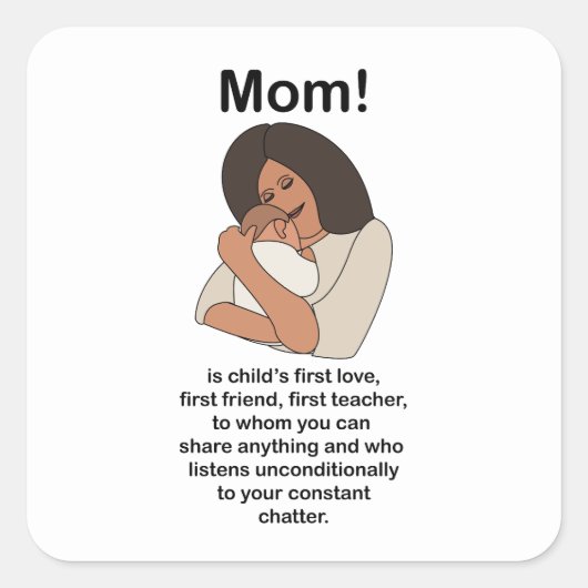 Moeder Mama Moeder Citaat Verjaardag Vierkante Sticker (Voorkant)