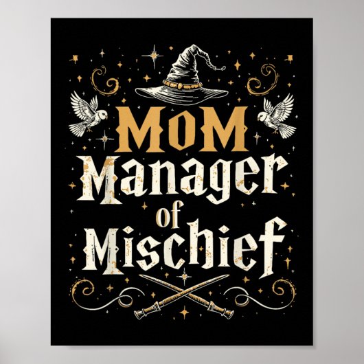 Moeder Manager Van Ondeugd - Grappige Tovenaar Moe Poster (Voorkant)