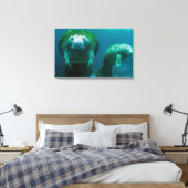 Moeder manatee met haar kalf in Crystal River Canvas Afdruk (Insitu (Slaapkamer))