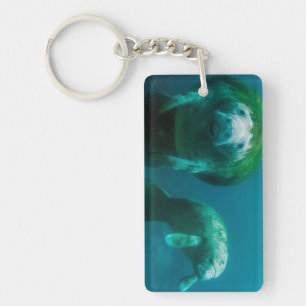 Moeder manatee met haar kalf in Crystal River Sleutelhanger