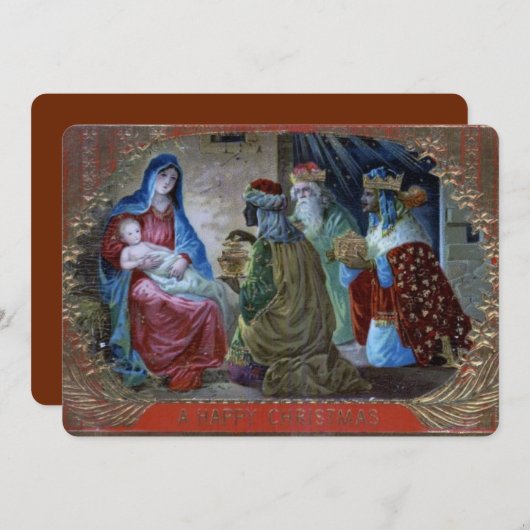 Moeder Maria, Baby Jezus en de Drie Wijze Mannen Feestdagenkaart (Voorkant / Achterkant)