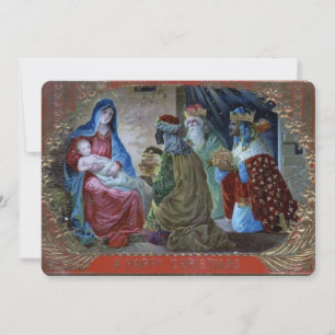 Moeder Maria, Baby Jezus en de Drie Wijze Mannen Feestdagenkaart