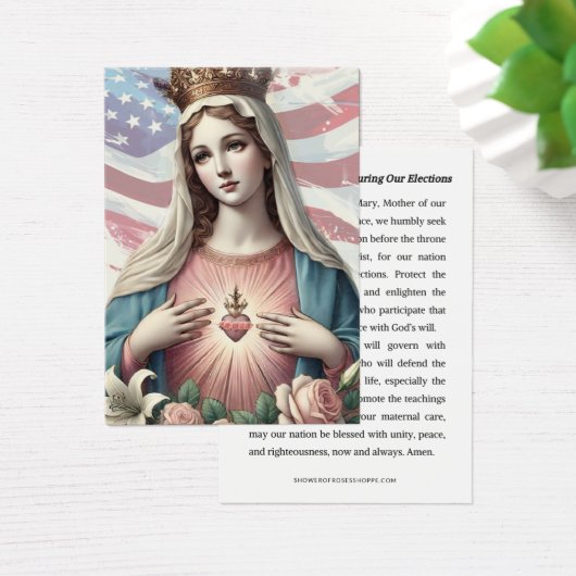 Moeder Maria bidt voor bescherming bij verkiezinge Visitekaartje (Bureau)