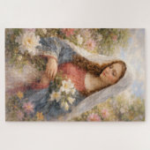 Moeder Maria Bloemenschildering in Waterverf Gift Legpuzzel (Horizontaal)