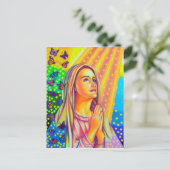 Moeder Maria die met licht van boven bidt Briefkaart (Staand voorkant)