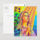 Moeder Maria die met licht van boven bidt Briefkaart (Voorkant / Achterkant)