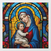 Moeder Maria en Baby Jesus Christelijk Glas in loo Raamsticker (Vel)