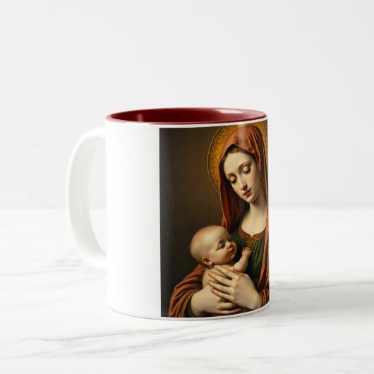 Moeder Maria en Baby Jesus Coffee Mok (Voorkant links)