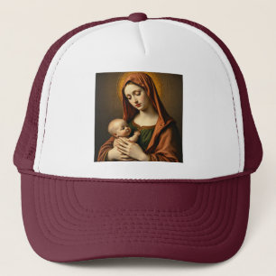 Moeder Maria en Baby Jesus Trucker Hat Pet