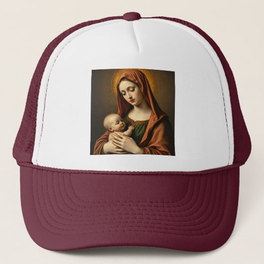 Moeder Maria en Baby Jesus Trucker Hat Trucker Pet (Voorkant)