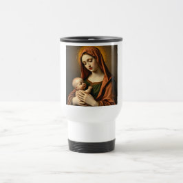 Moeder Maria en Baby Jesus Witte Reismok Reisbeker