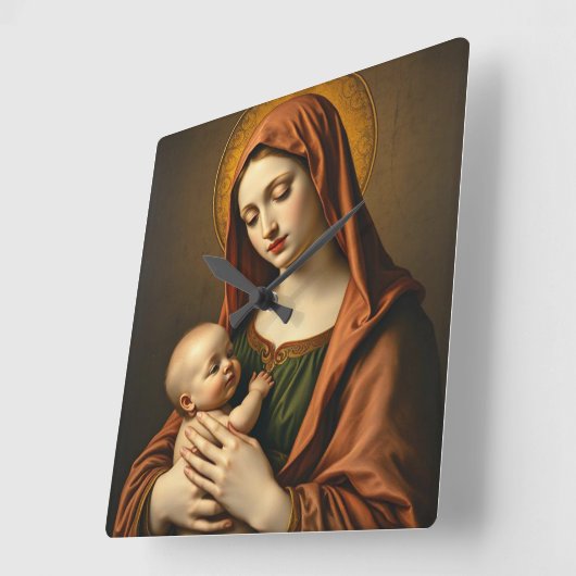 Moeder Maria en Baby Jezus Muur Klok (Hoek)