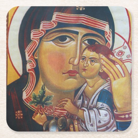 Moeder Maria En Jezus Kunst Kartonnen Onderzetters (Voorkant)