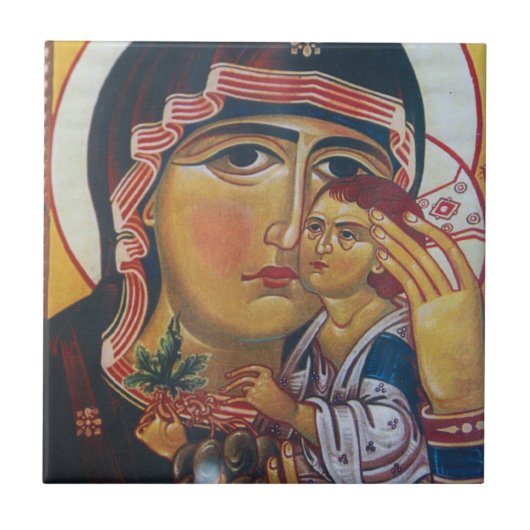 Moeder Maria En Jezus Kunst Tegeltje (Voorkant)
