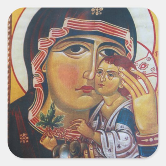 Moeder Maria En Jezus Kunst Vierkante Sticker (Voorkant)