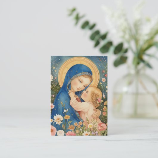 Moeder Maria en kind Katholiek gedicht Plaatskaartje (Staand voorkant)
