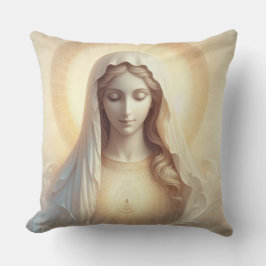 Moeder Maria in zachte witte tinten Kussen