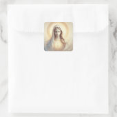 Moeder Maria in zachte witte tinten Vierkante Sticker (Tas)